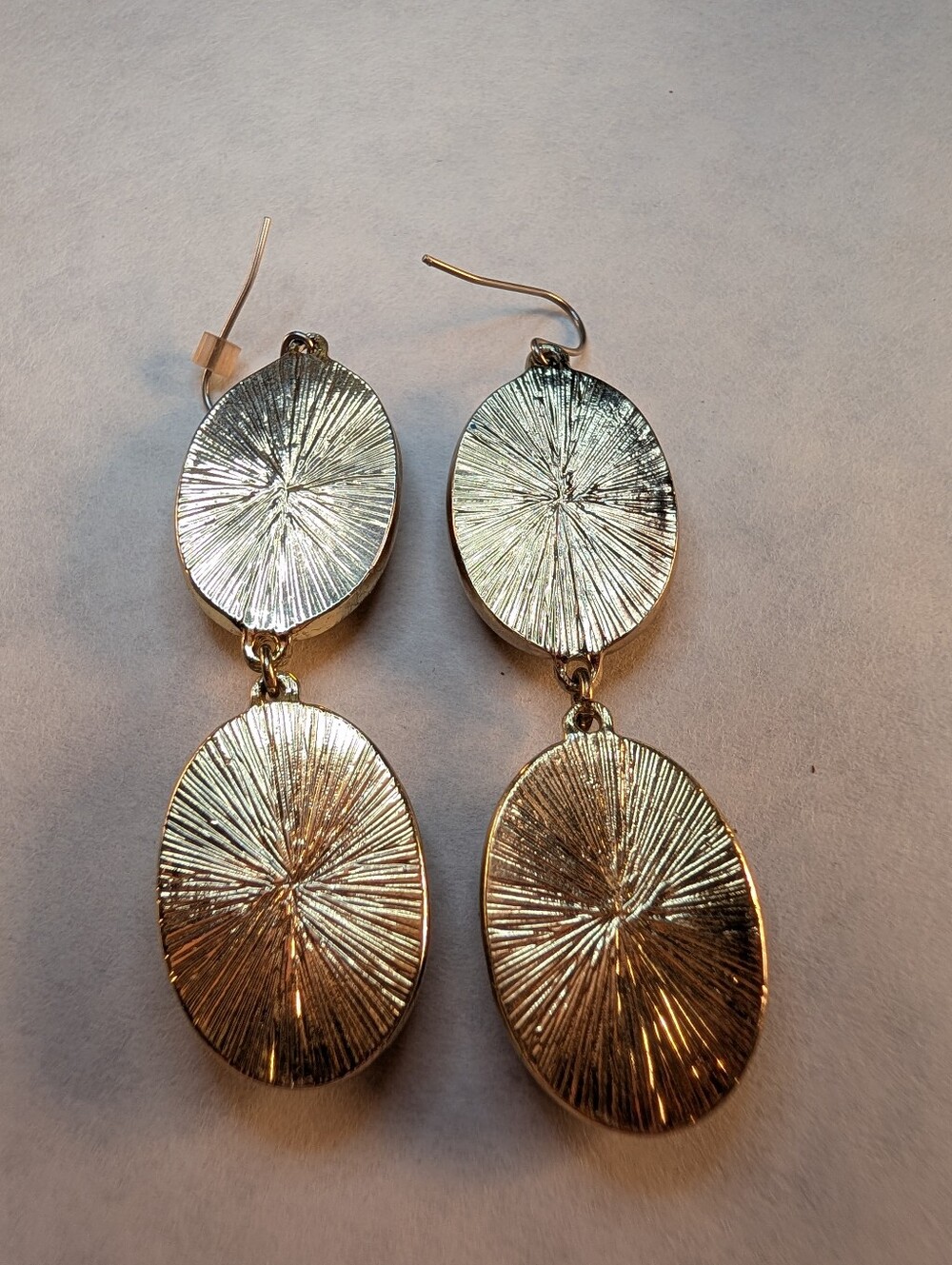 Leopard Print Double Drop Dangle Earrings - Brown/Black - Picture 2 of 2